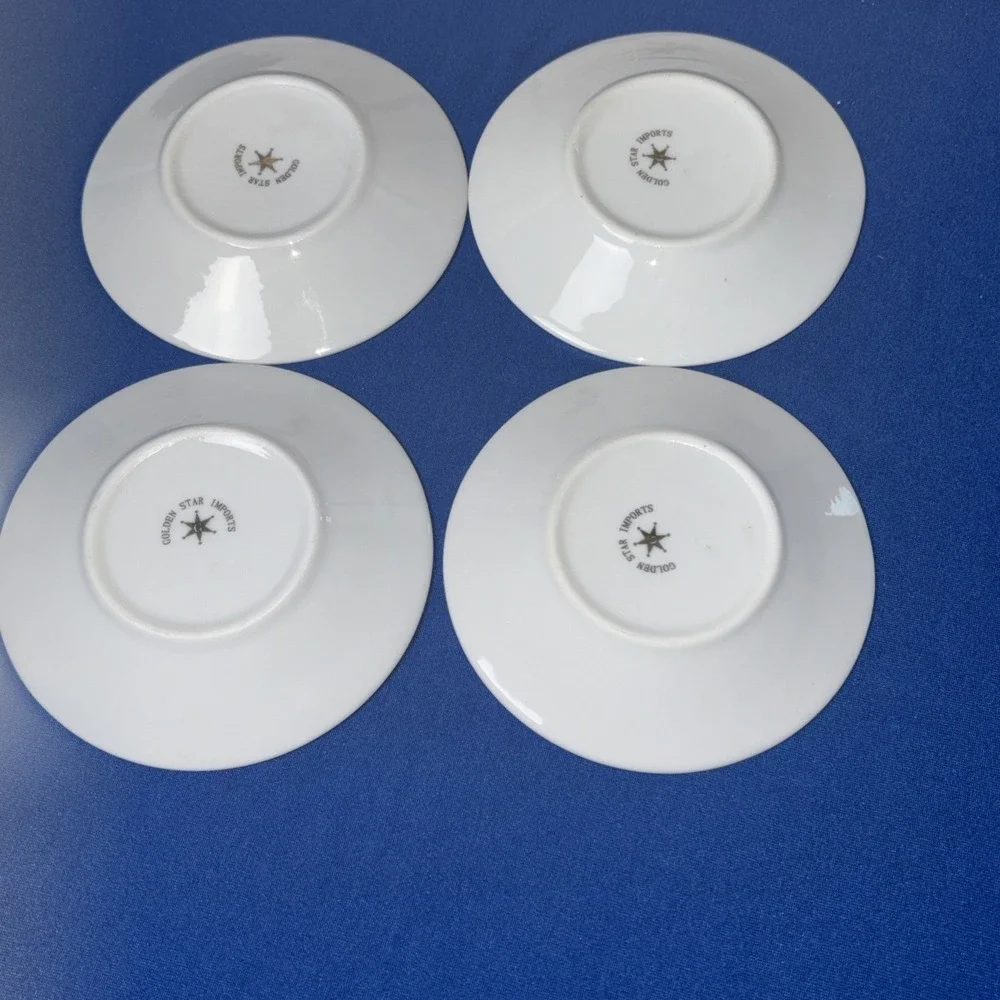 Golden Star Imports Porcelain Tea Saucer replacement plates 4 Gray/white
